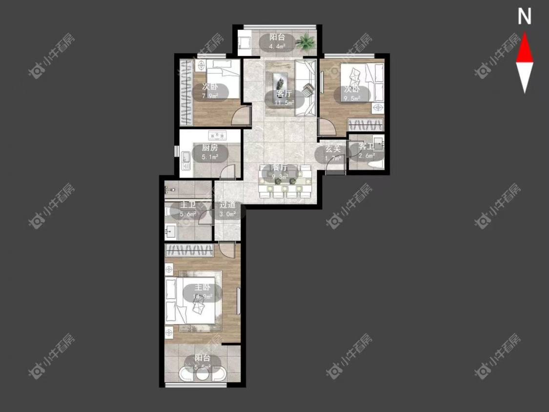 常州京城豪苑北区在租房源户型图_小牛看房