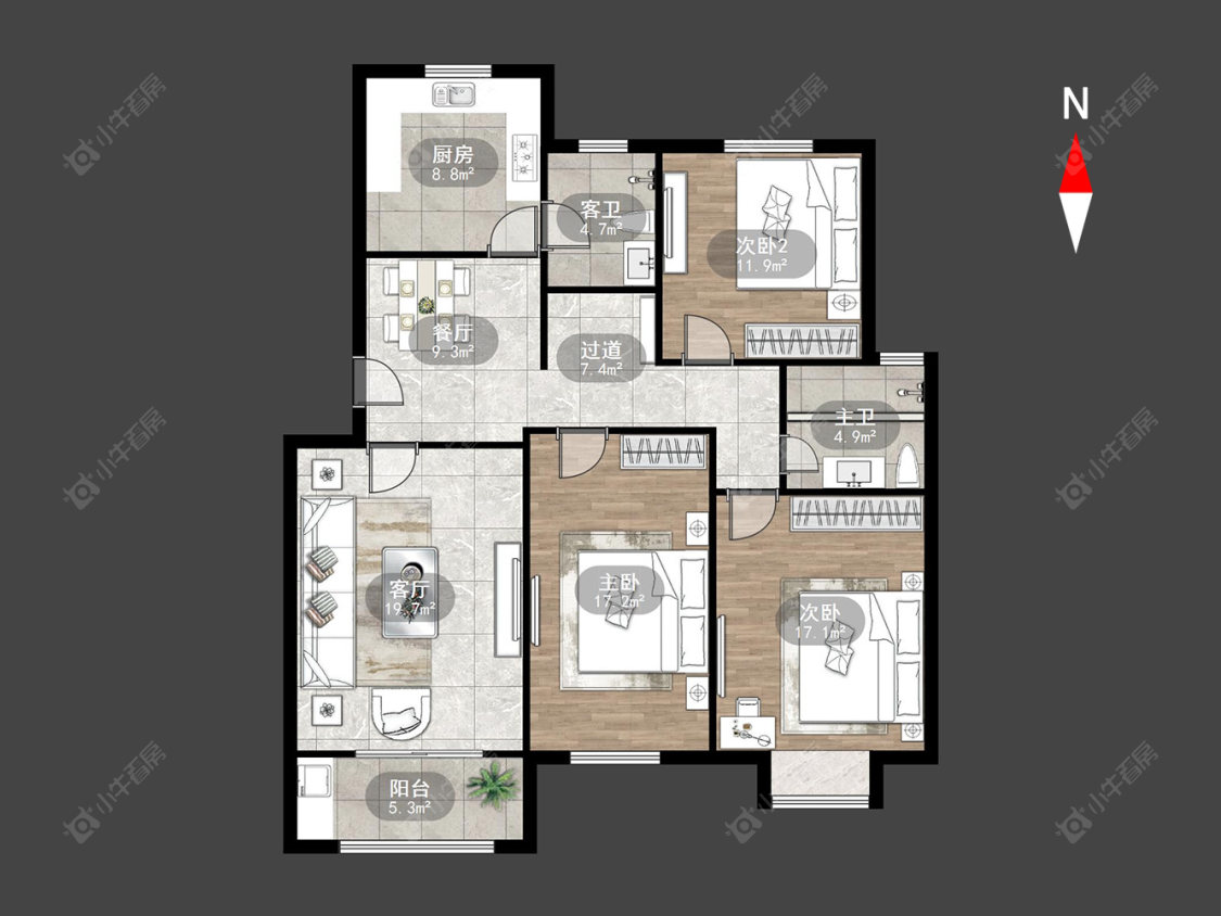 常州顺园八村北区在售二手房源户型图_小牛看房