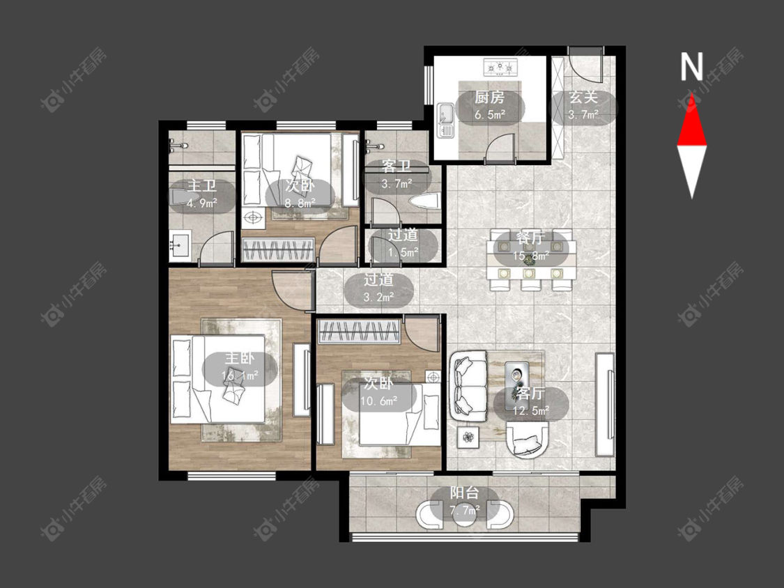 常州观湖名轩在售二手房源户型图_小牛看房