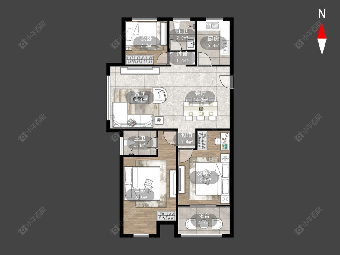 常州金牛里在售二手房源户型图_小牛看房
