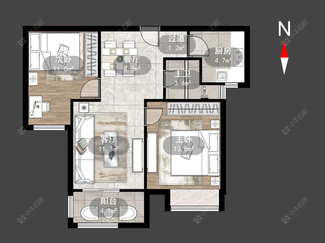 水岸花语房源户型图 常州水岸花语在售二手房源户型图_小牛看房