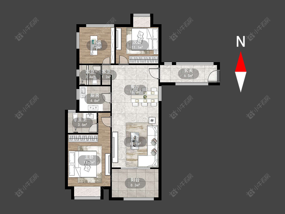 常州招商花园城在售二手房源户型图_小牛看房