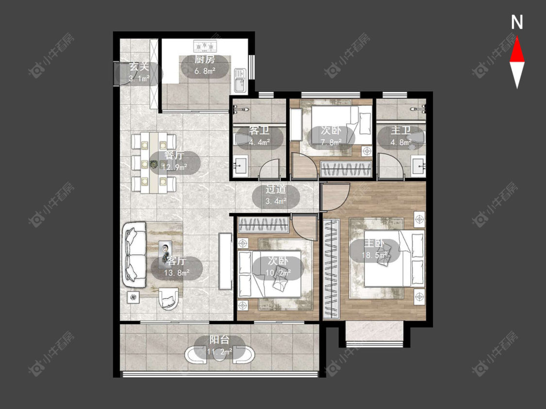 常州新城桃李郡在售二手房源户型图_小牛看房