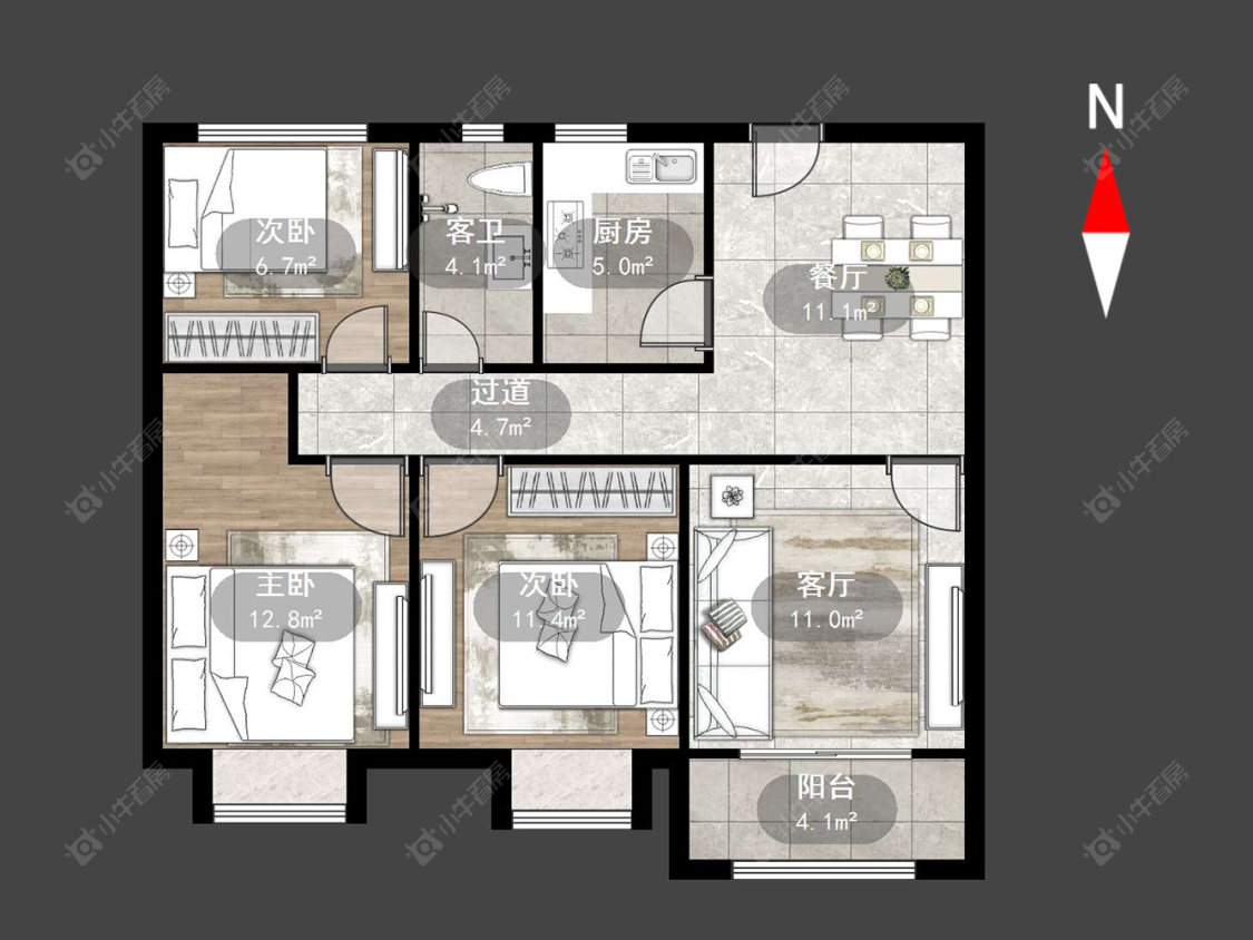 常州龙湖龙誉城四期在售二手房源户型图_小牛看房
