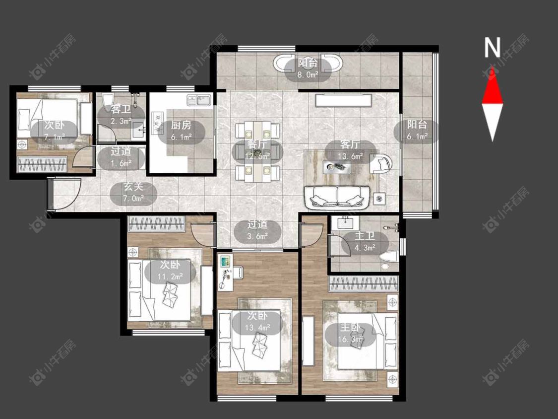 莱蒙城中央府西区房源户型图 常州莱蒙城中央府西区在售二手房源户型图_小牛看房