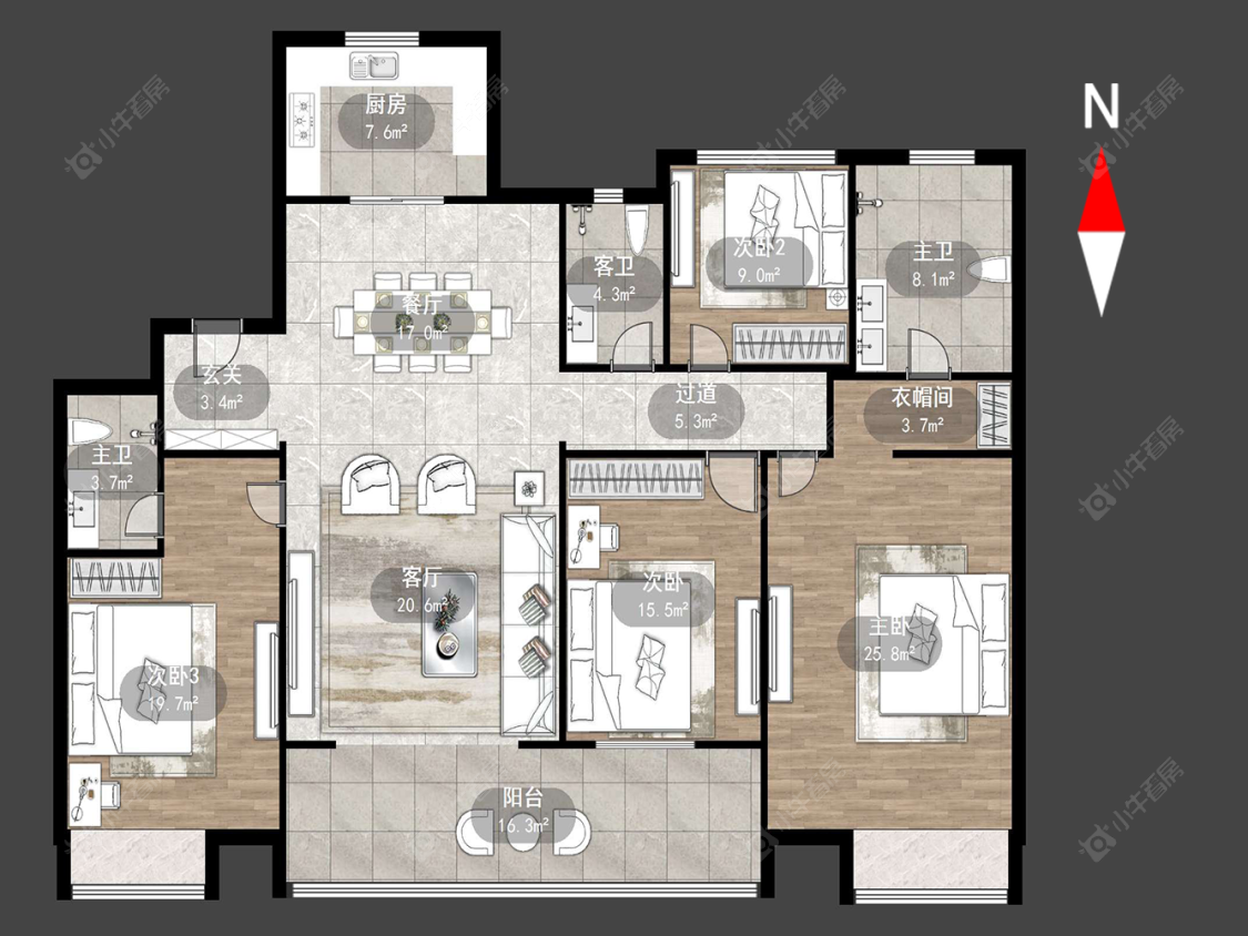 常州中海龙城花园北区在售二手房源户型图_小牛看房