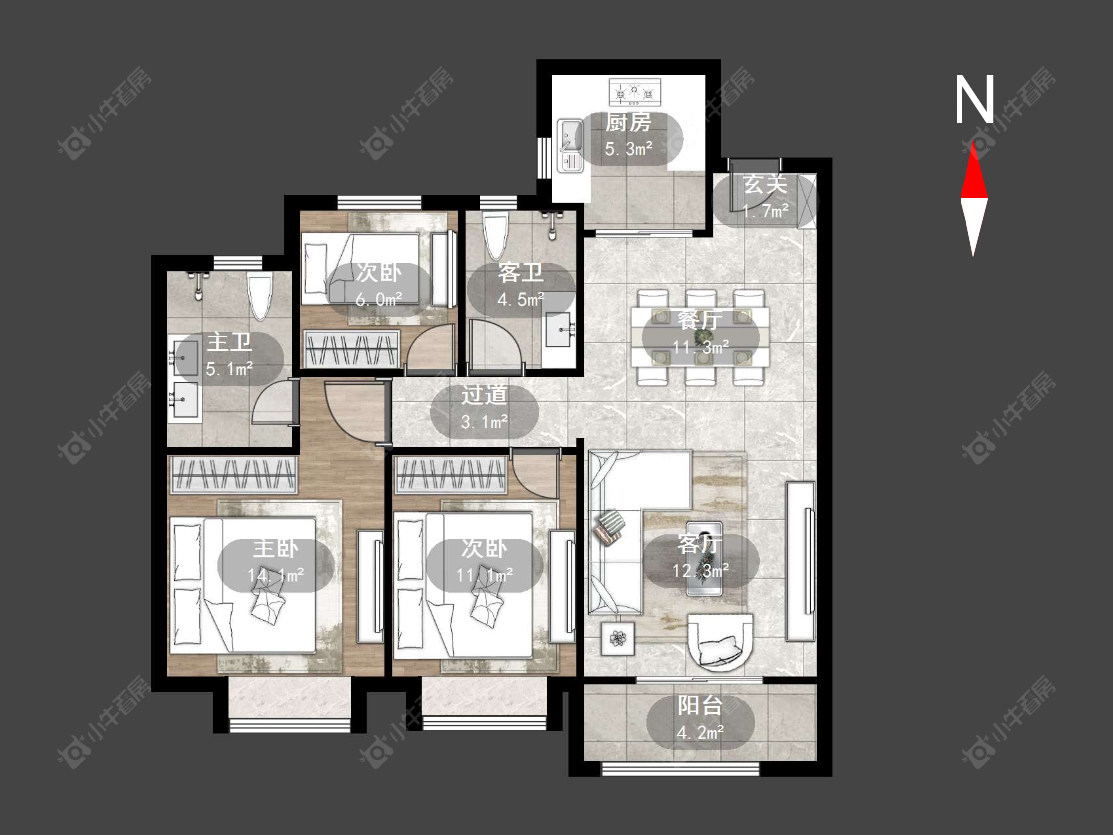 常州华润幸福里在售二手房源户型图_小牛看房