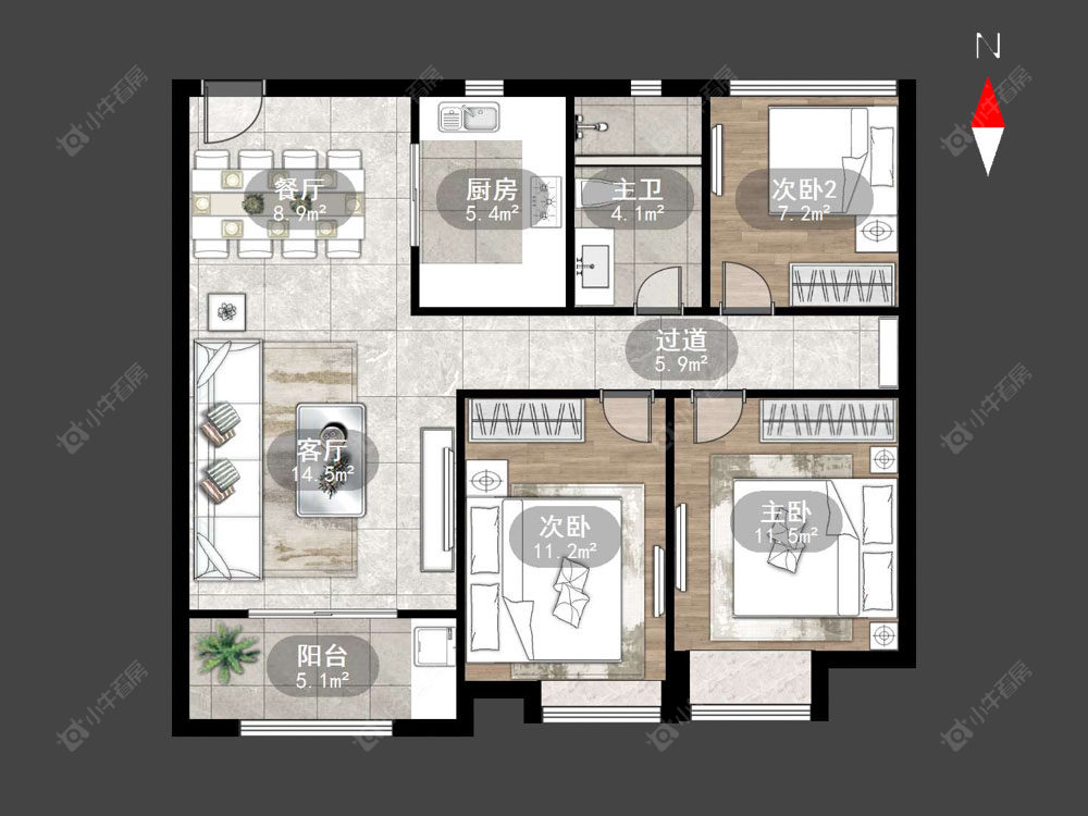 常州九洲花园二期在售二手房源户型图_小牛看房
