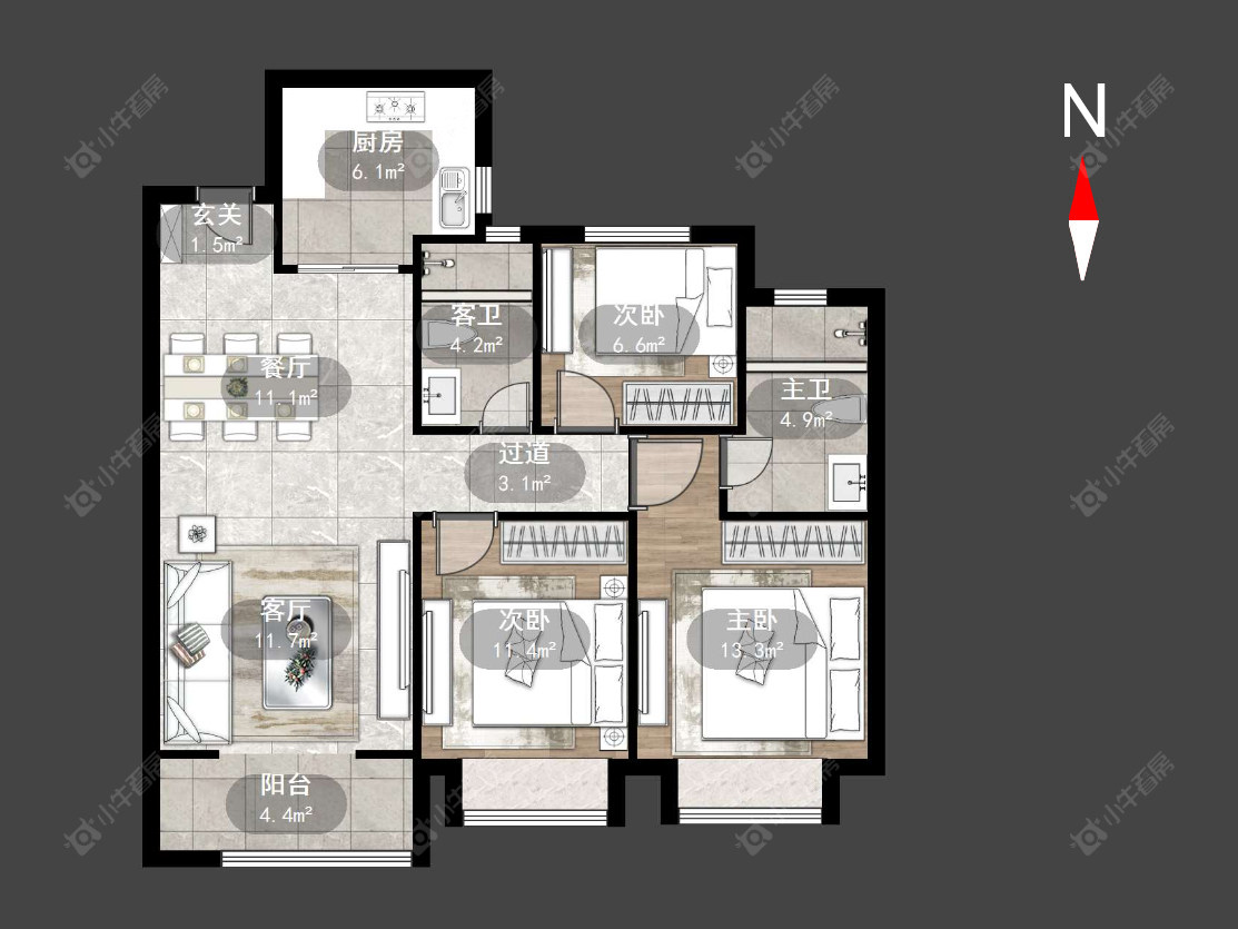 常州华润幸福里在售二手房源户型图_小牛看房