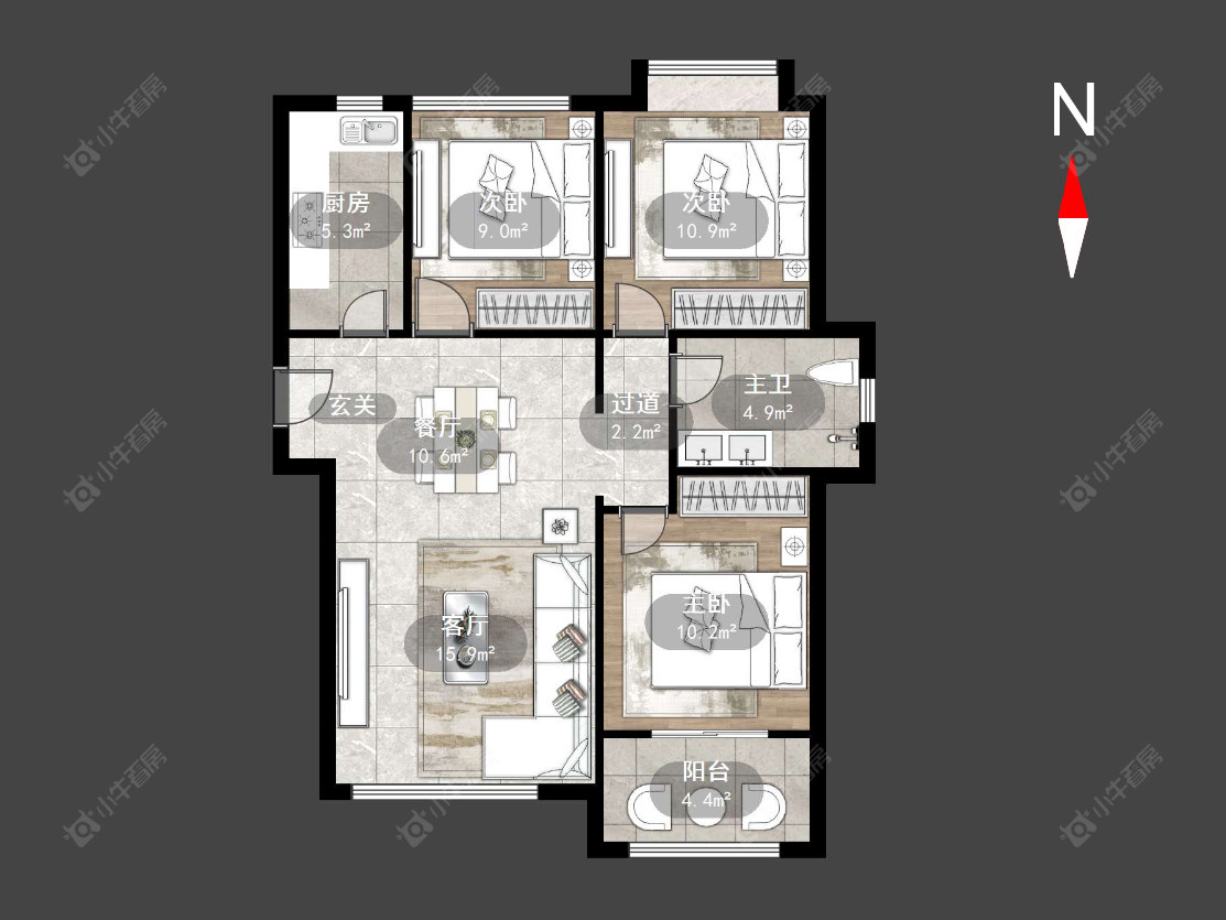 水岸花语房源户型图 常州水岸花语在售二手房源户型图_小牛看房