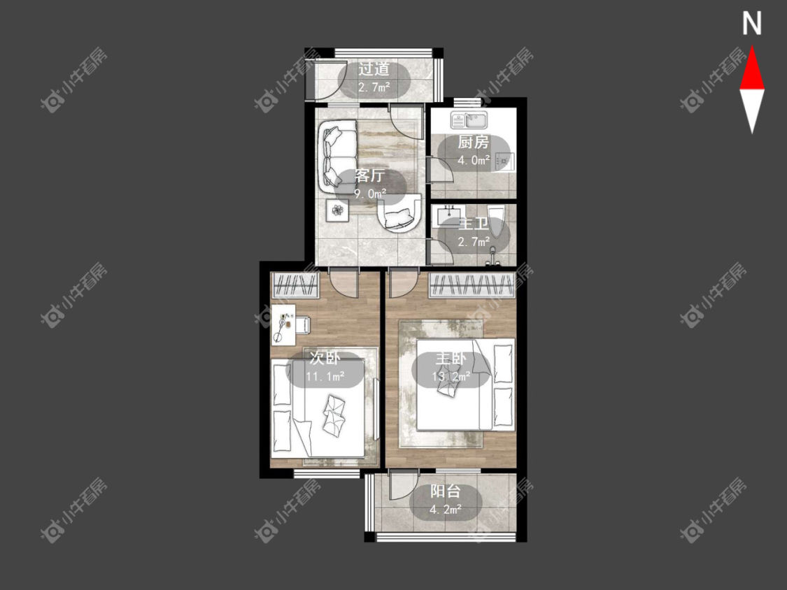 常州工人新村南在租房源户型图_小牛看房
