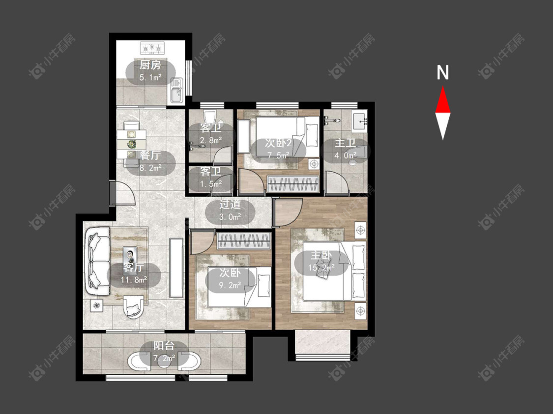 常州光樾华庭在售二手房源户型图_小牛看房