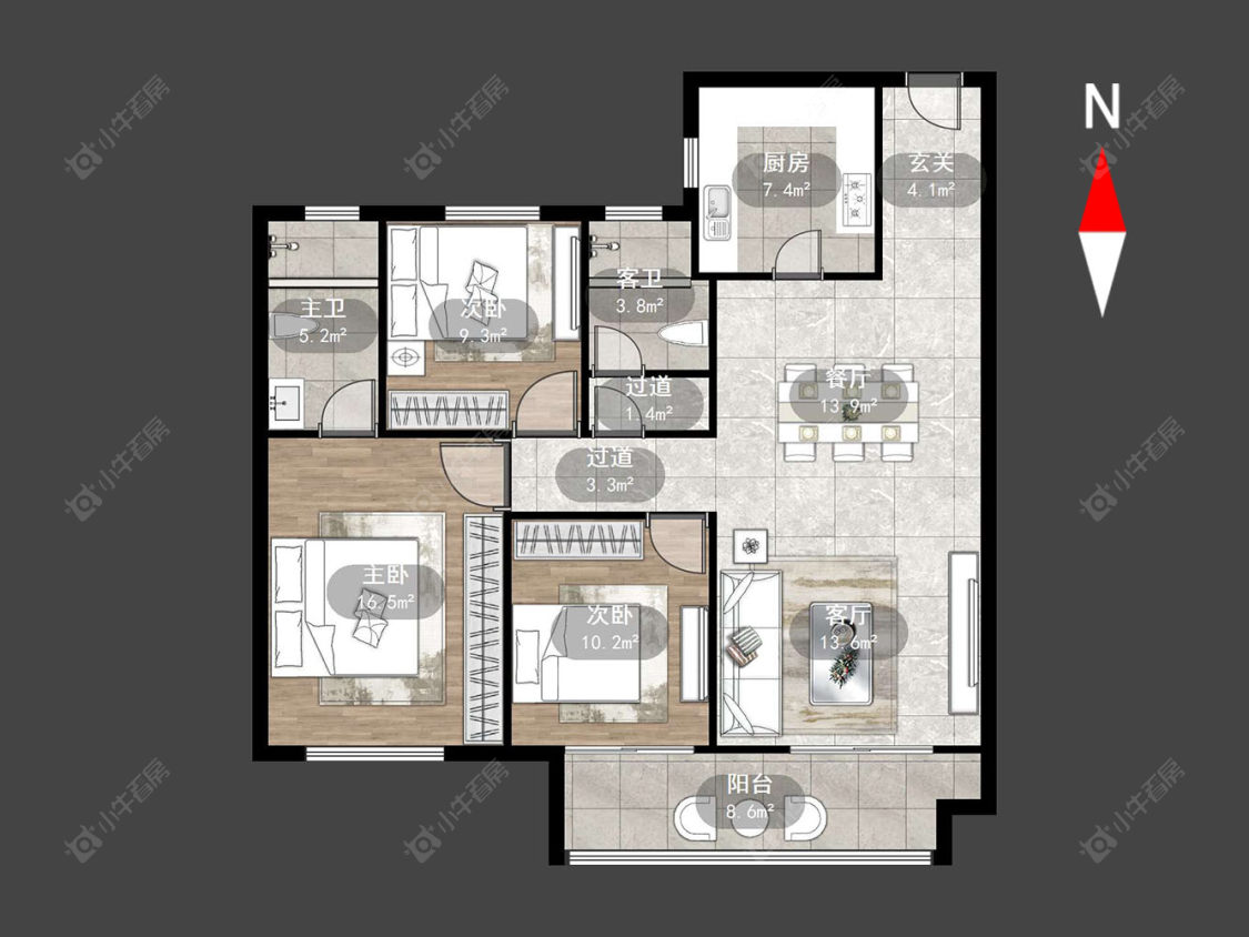 常州观湖名轩在售二手房源户型图_小牛看房