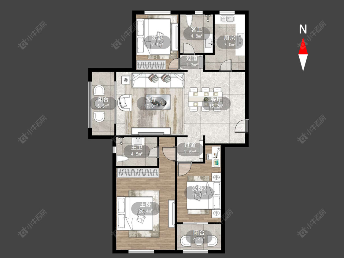 常州公园壹号四期在售二手房源户型图_小牛看房