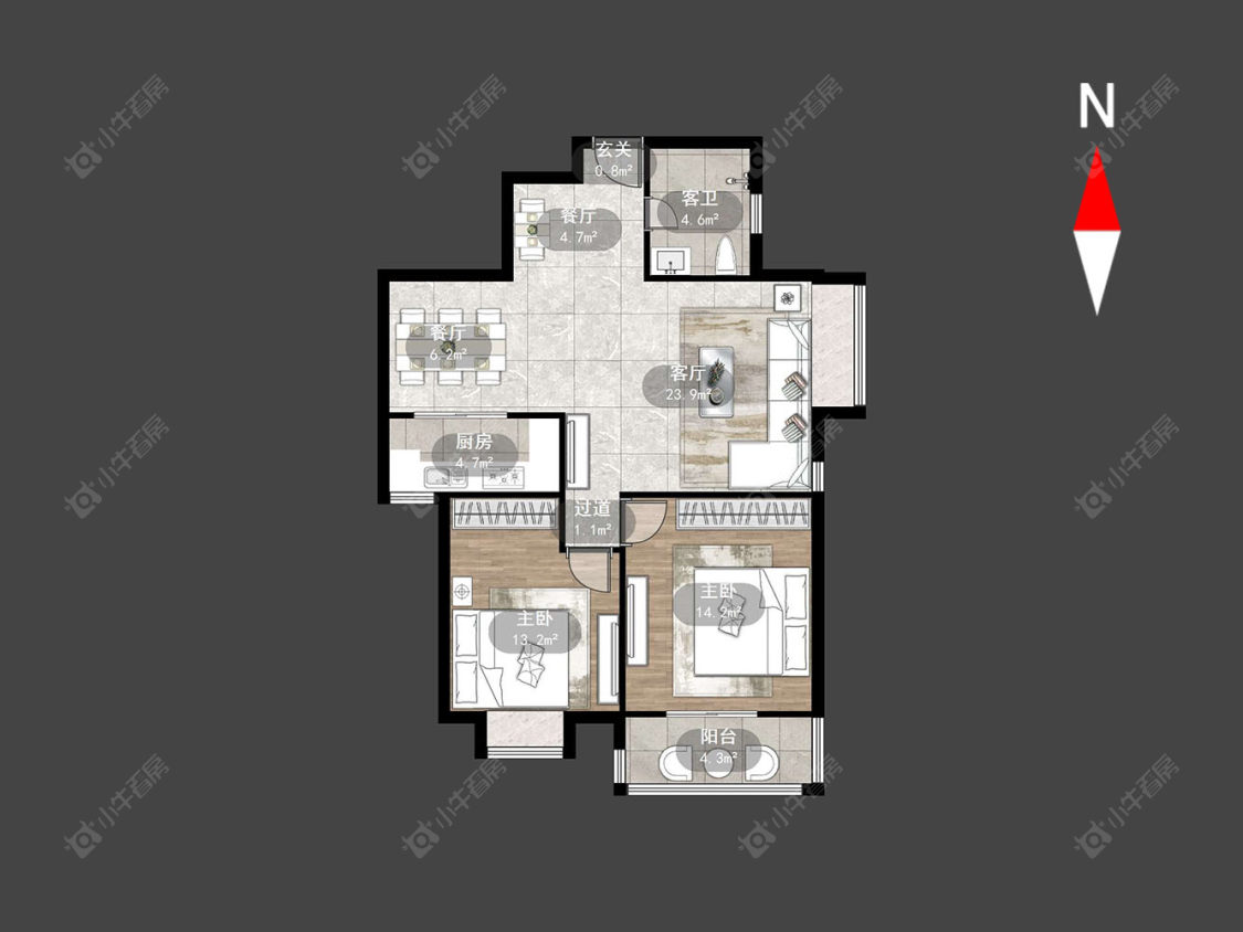 常州百草苑在售二手房源户型图_小牛看房