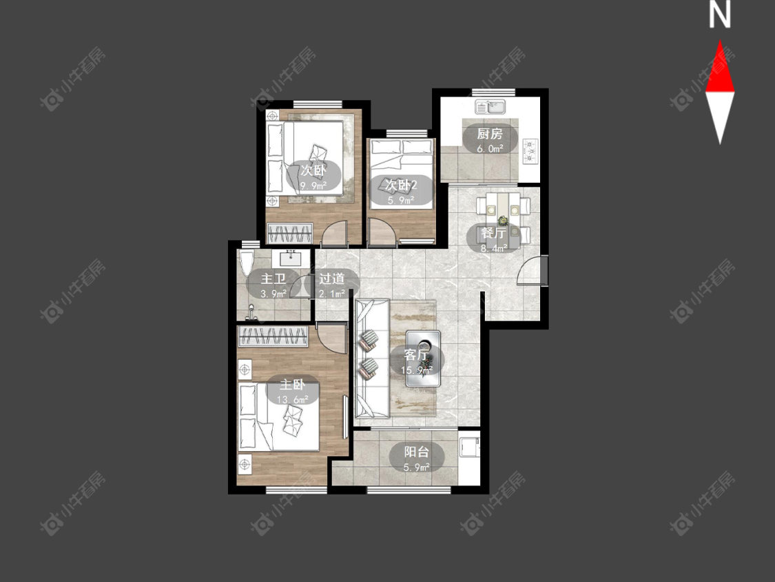 常州公园壹号四期在售二手房源户型图_小牛看房