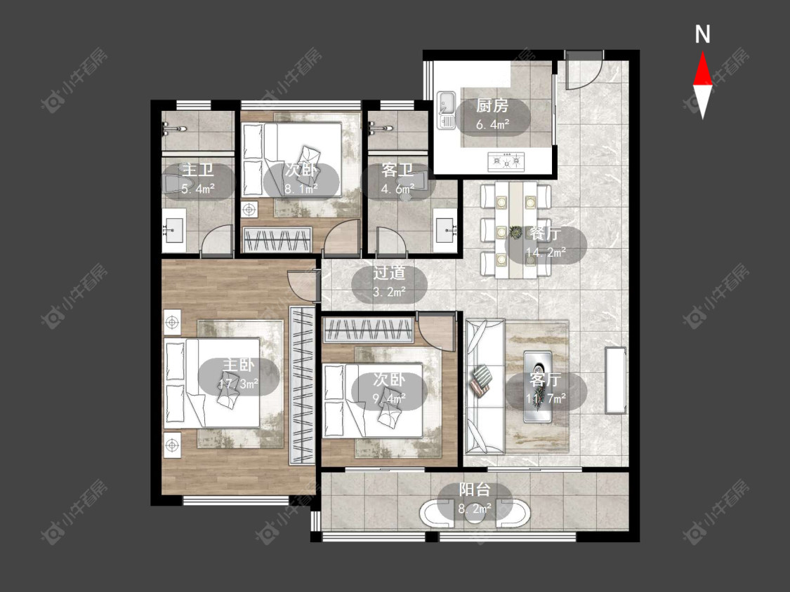 常州万达光语未来一期在售二手房源户型图_小牛看房