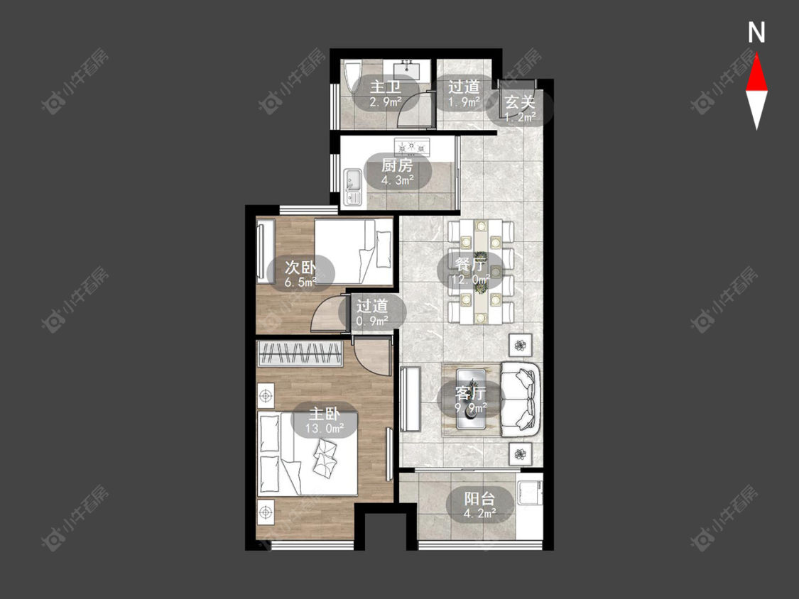 常州湖港名城在售二手房源户型图_小牛看房