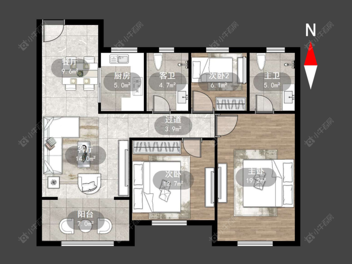 常州蔚蓝天地三四期在售二手房源户型图_小牛看房