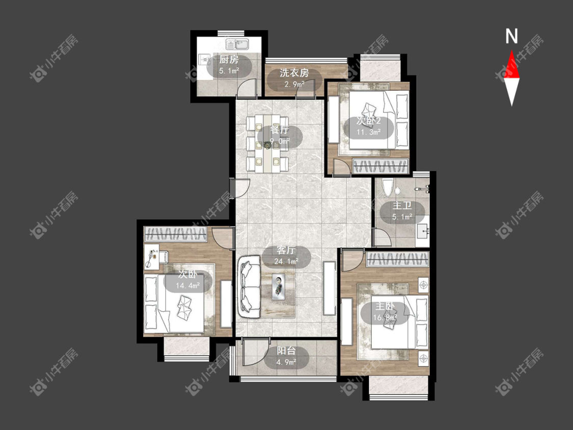 香江华廷花园房源户型图 常州香江华廷花园在租房源户型图_小牛看房