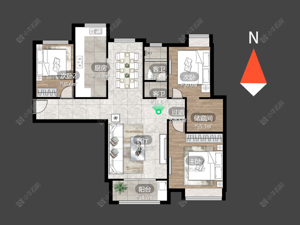常州万达中央华城在售二手房源户型图_小牛看房