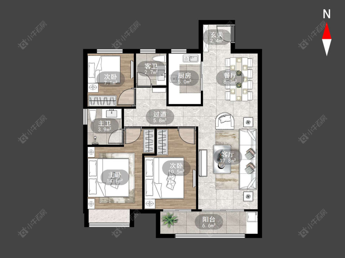 常州昱湖上观在售二手房源户型图_小牛看房