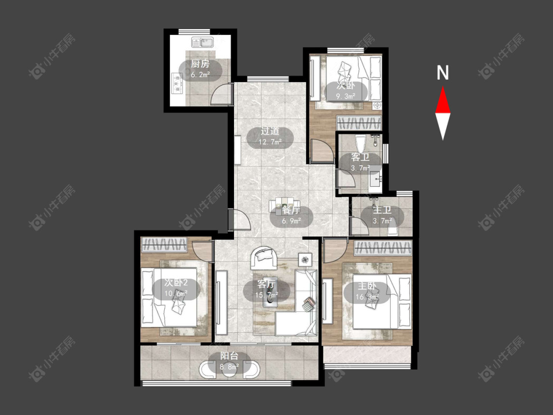 常州牡丹三江公馆在售二手房源户型图_小牛看房
