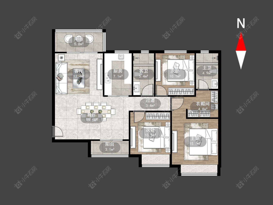 常州恒大翡翠华庭在售二手房源户型图_小牛看房