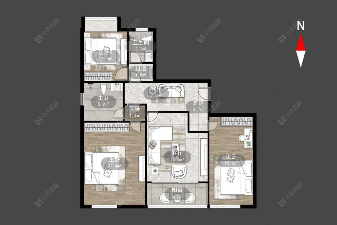 常州万达中央华城在售二手房源户型图_小牛看房