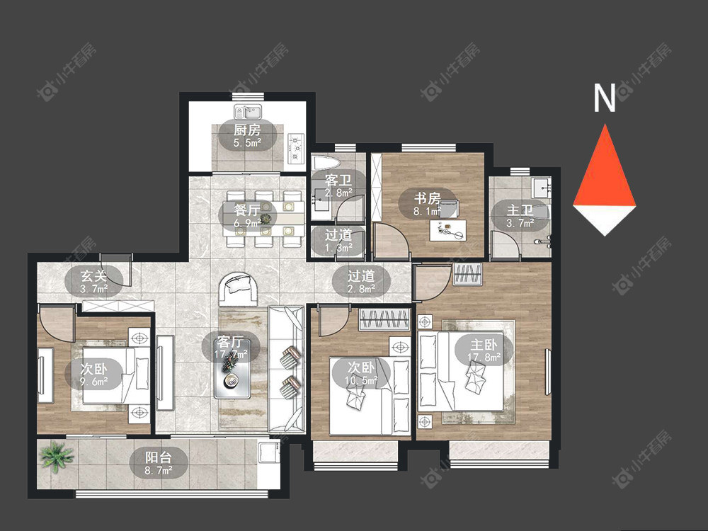 常州中梁金科启宸在售二手房源户型图_小牛看房