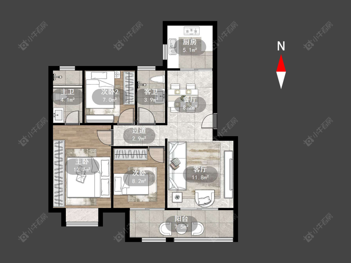 光樾华庭房源户型图 常州光樾华庭在售二手房源户型图_小牛看房