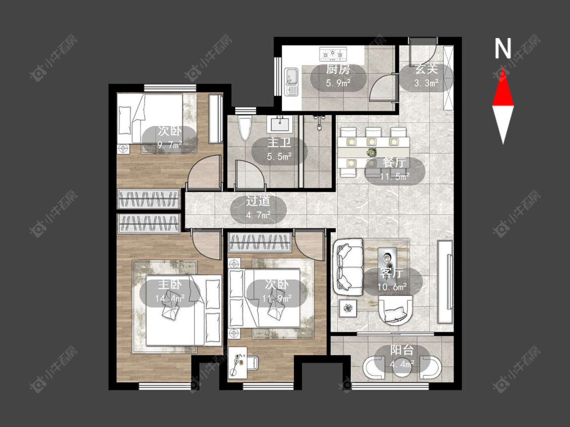 常州龙涛香榭丽园在售二手房源户型图_小牛看房
