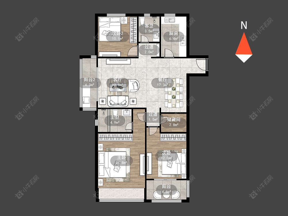 常州美的国宾府在售二手房源户型图_小牛看房