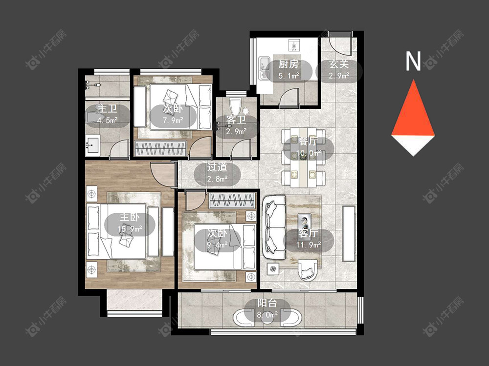 常州星河丹堤八区在售二手房源户型图_小牛看房