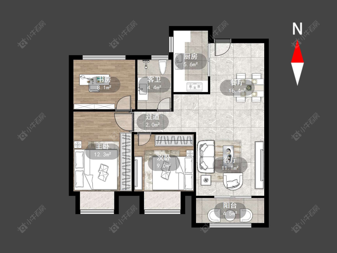 常州世茂香槟湖五期在售二手房源户型图_小牛看房
