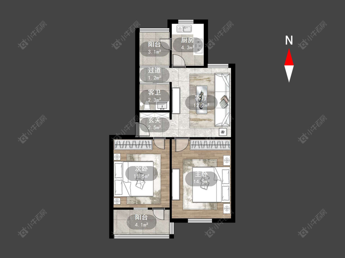 常州红梅西村在售二手房源户型图_小牛看房
