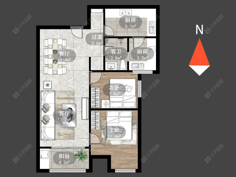 常州万达中央华城在售二手房源户型图_小牛看房