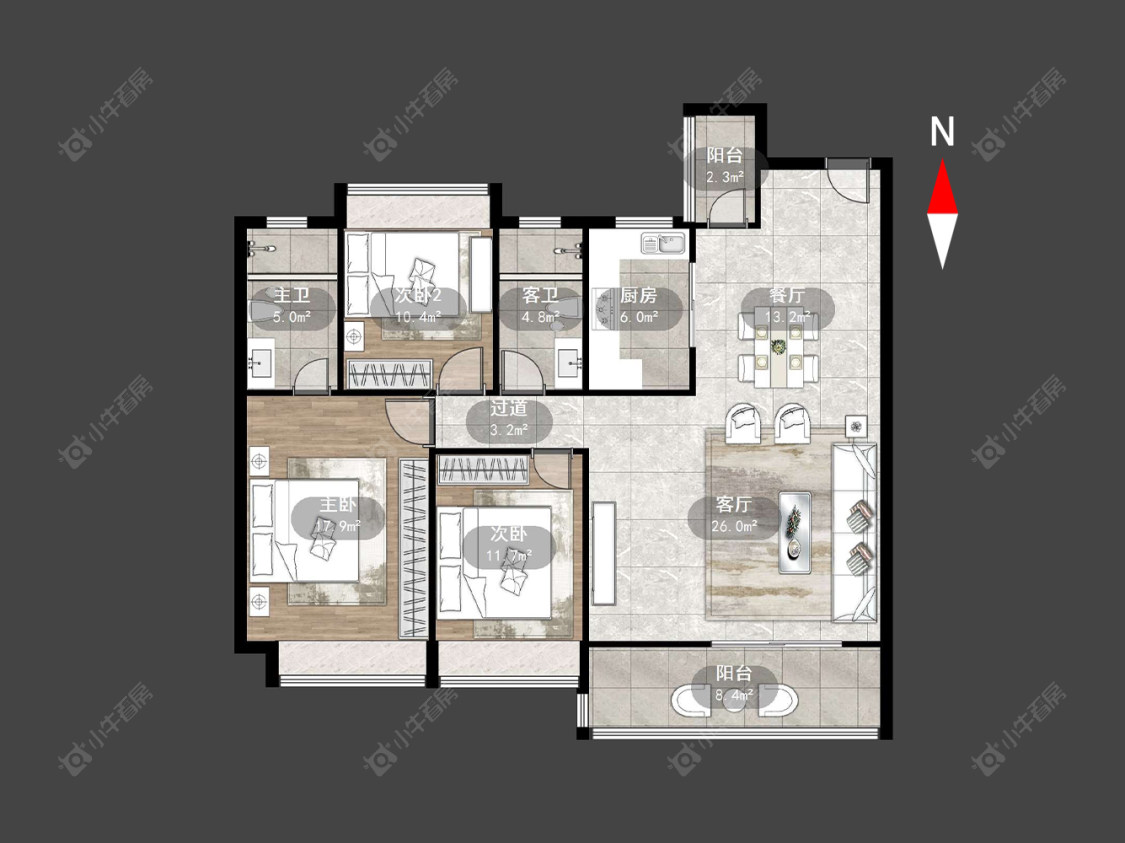 常州路劲美的竹林壹号3室2厅2卫在售二手房房源图片