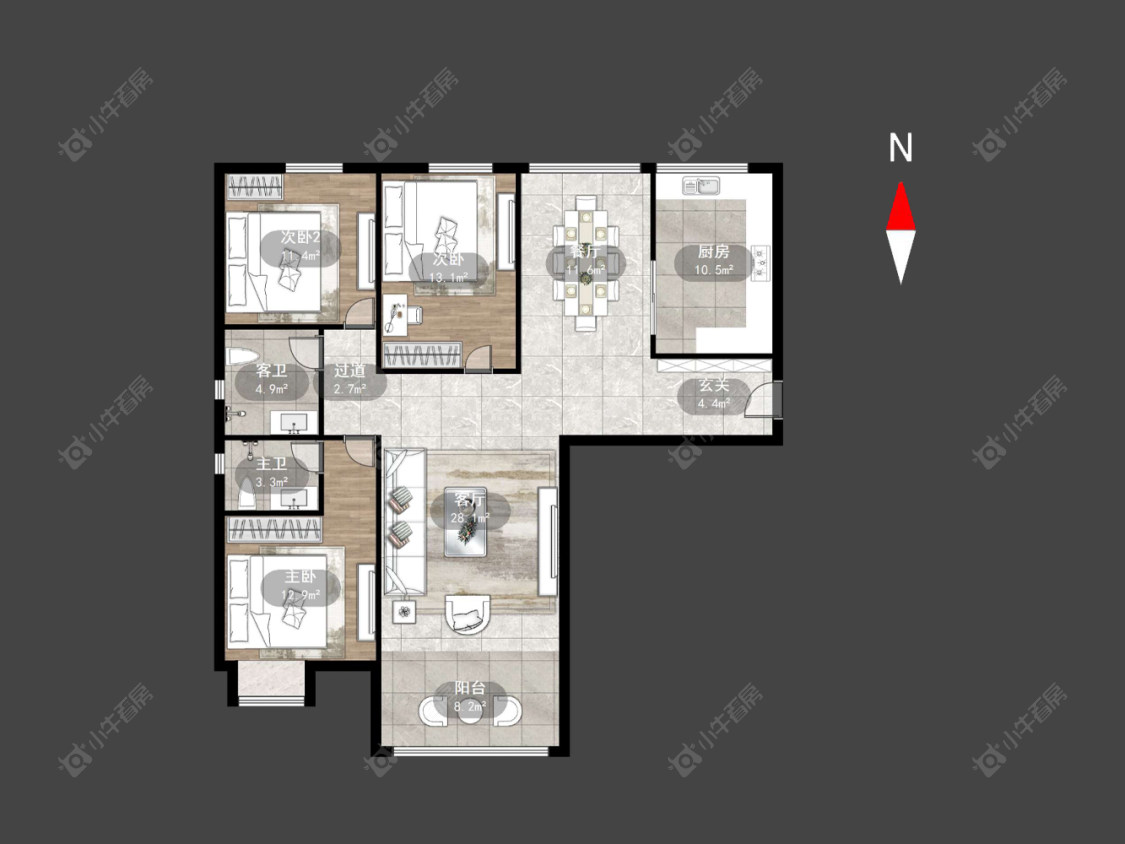 常州世茂香槟湖二期在售二手房源户型图_小牛看房