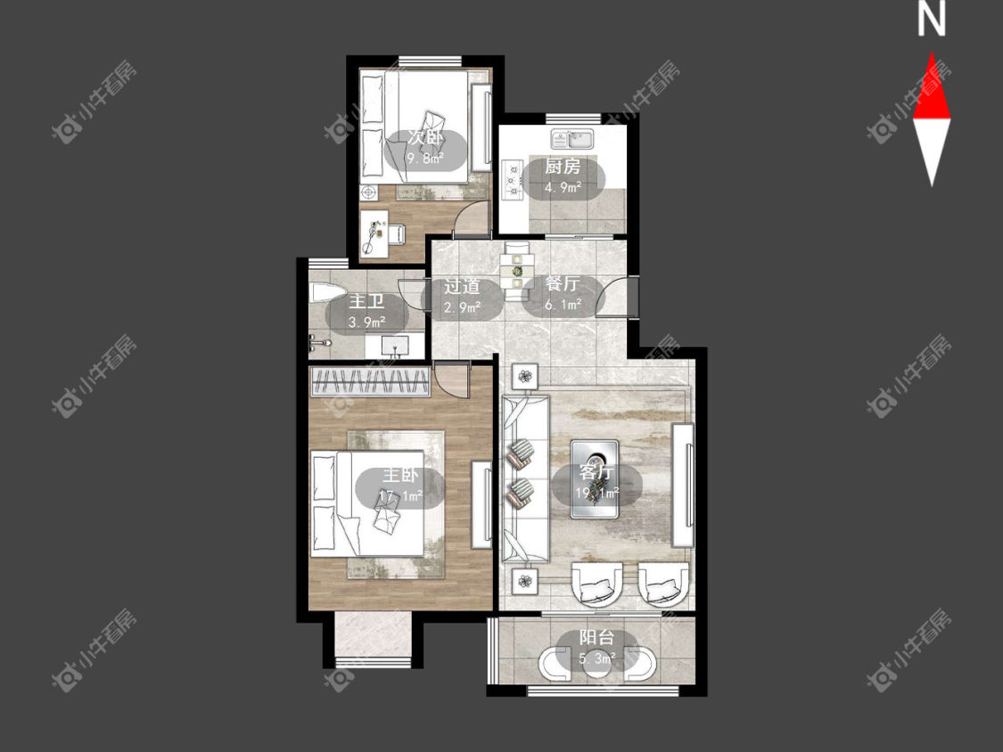 常州申达花苑在租房源户型图_小牛看房