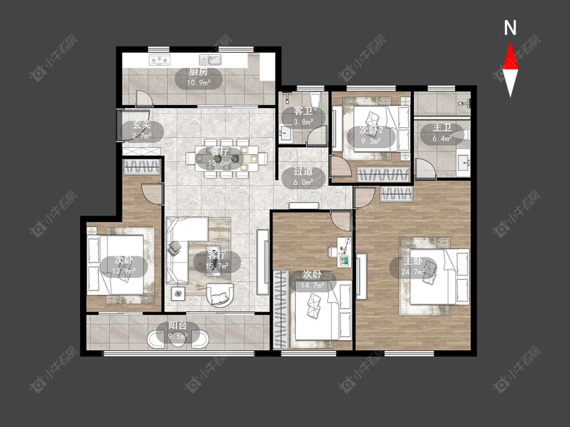 牡丹招商公园学府房源户型图 常州牡丹招商公园学府在售二手房源户型图_小牛看房