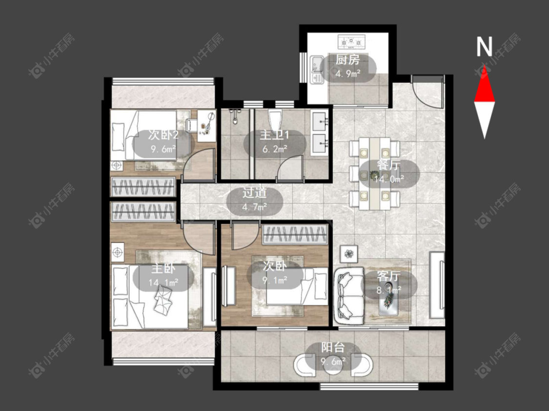 常州牡丹招商公园学府在售二手房源户型图_小牛看房