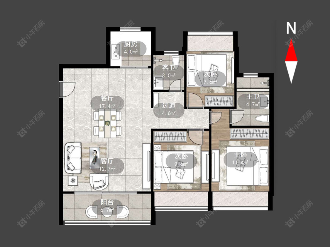 常州万科新都会在售二手房源户型图_小牛看房