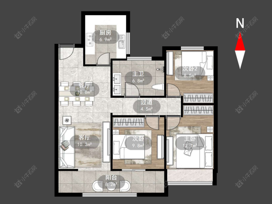 常州牡丹招商公园学府在售二手房源户型图_小牛看房