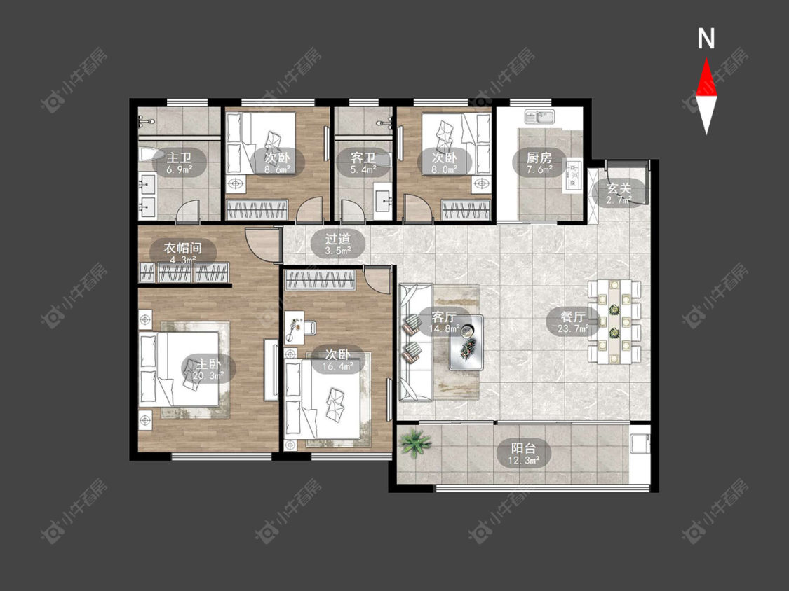常州景瑞天玺在售二手房源户型图_小牛看房