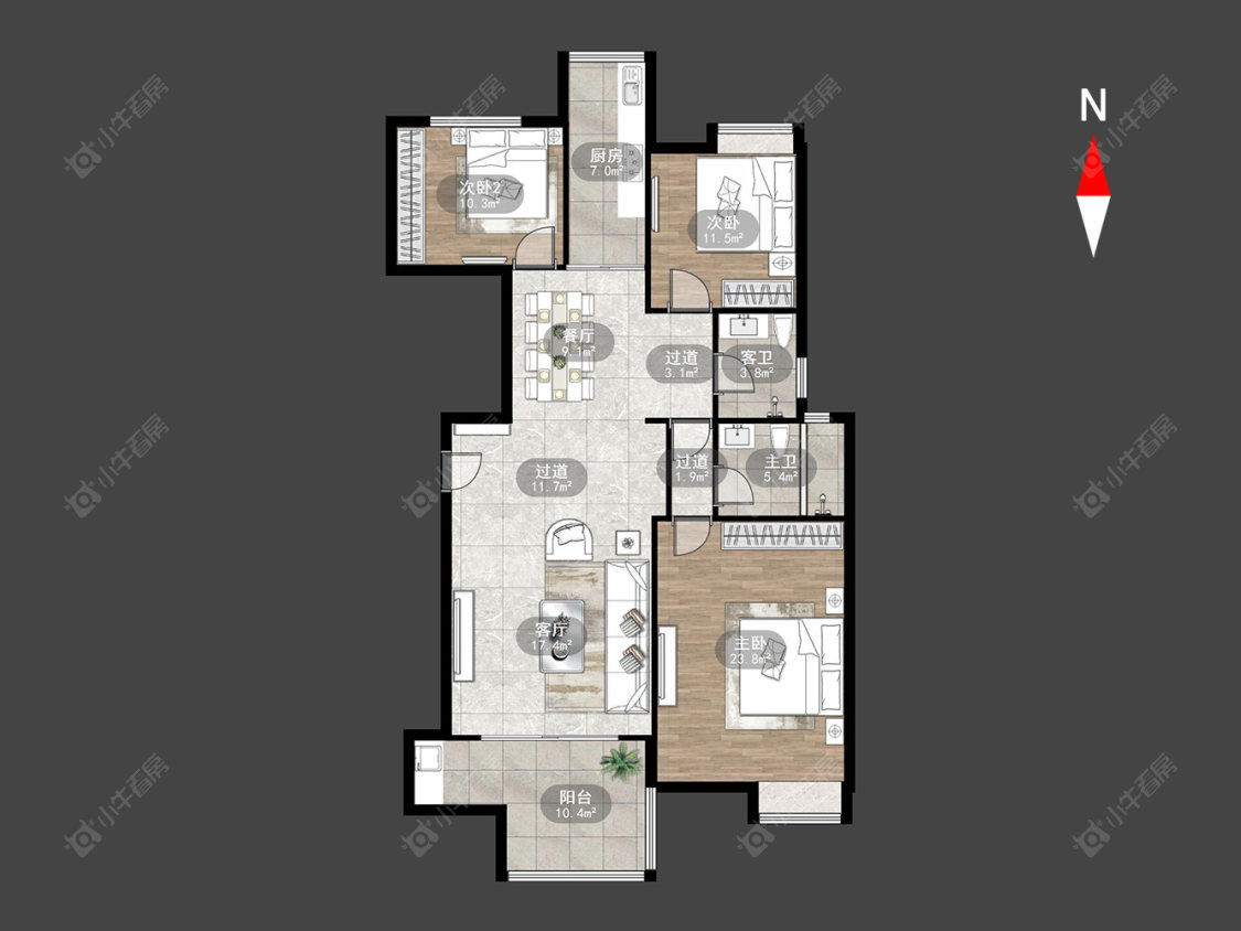 常州奥林匹克花园在售二手房源户型图_小牛看房