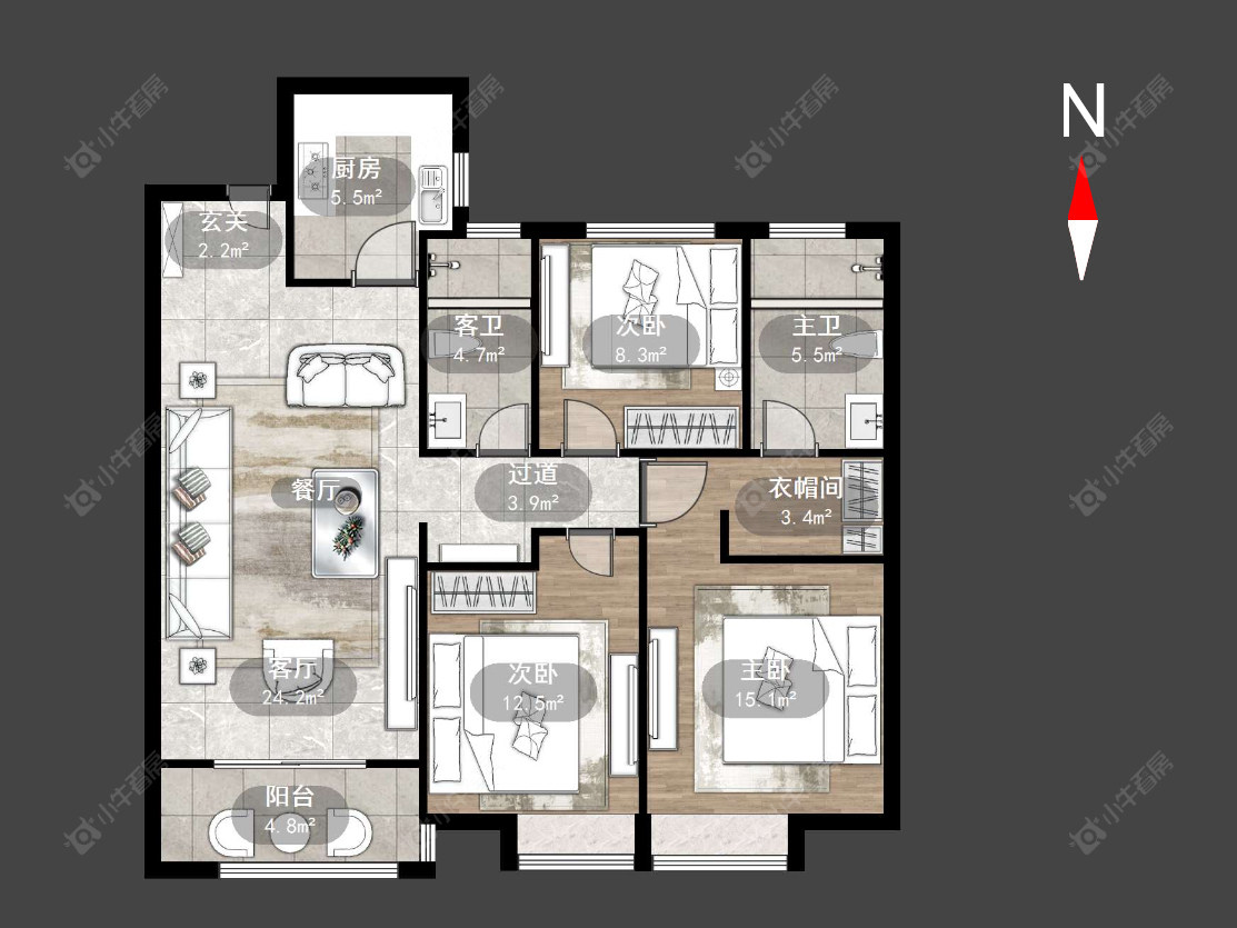 常州华润国际四期在售二手房源户型图_小牛看房