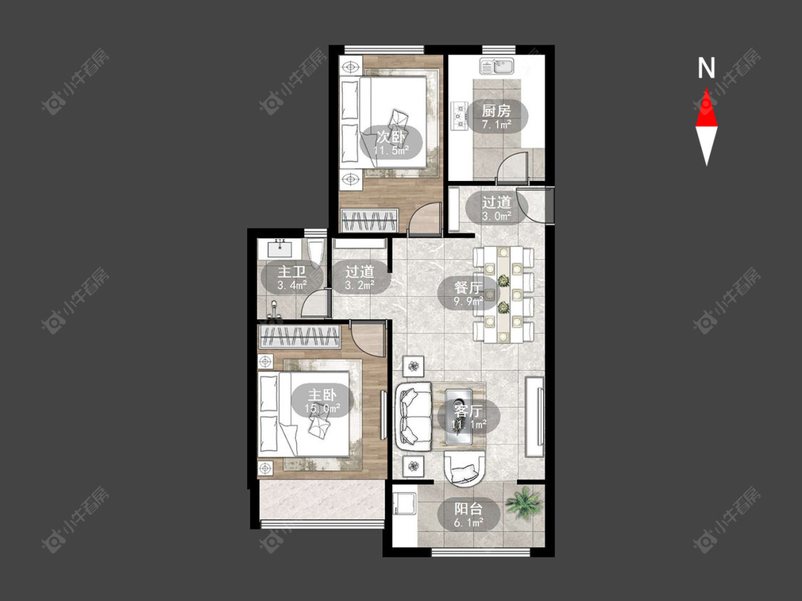 常州东渡伊顿小镇在售二手房源户型图_小牛看房