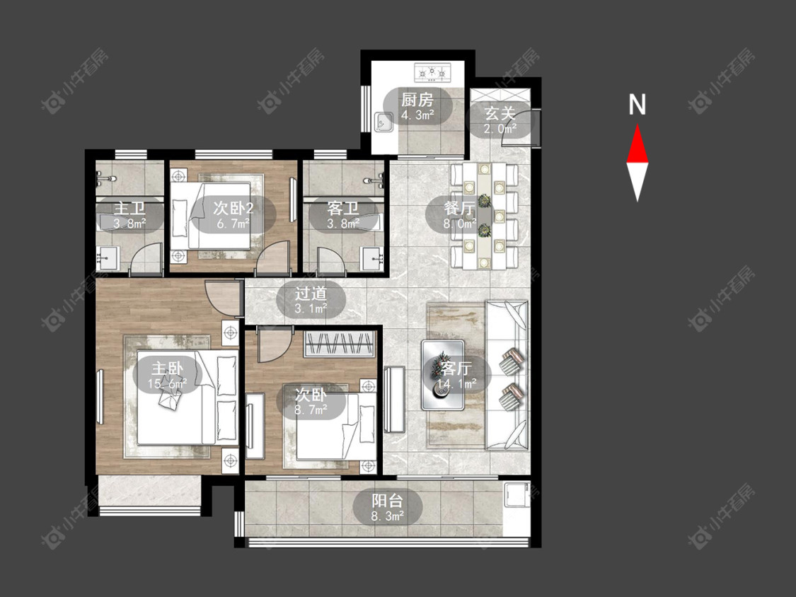 常州蓝光晶曜在售二手房源户型图_小牛看房