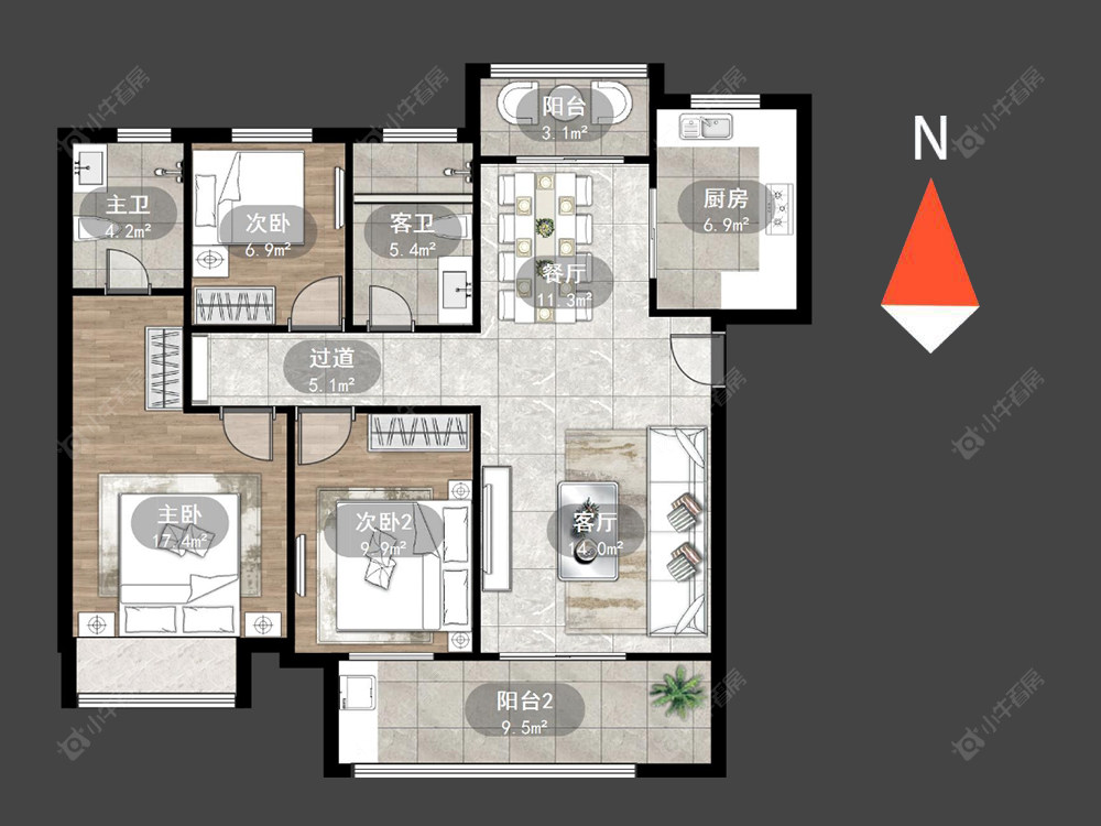 长河花园房源户型图 常州长河花园在售二手房源户型图_小牛看房